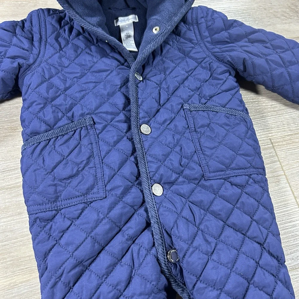 Ralph Lauren 6M‎ Navy Blue Quilted Baby Bunting Snow Suit Winter Baby Designer